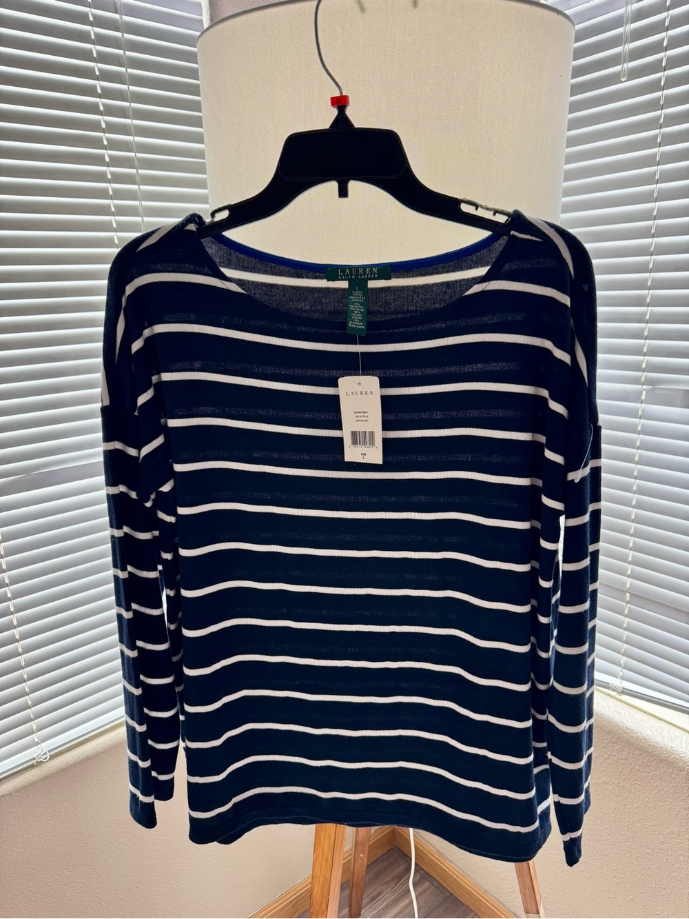 Lauren Ralph Lauren Navy & White Striped Crewneck Sweater